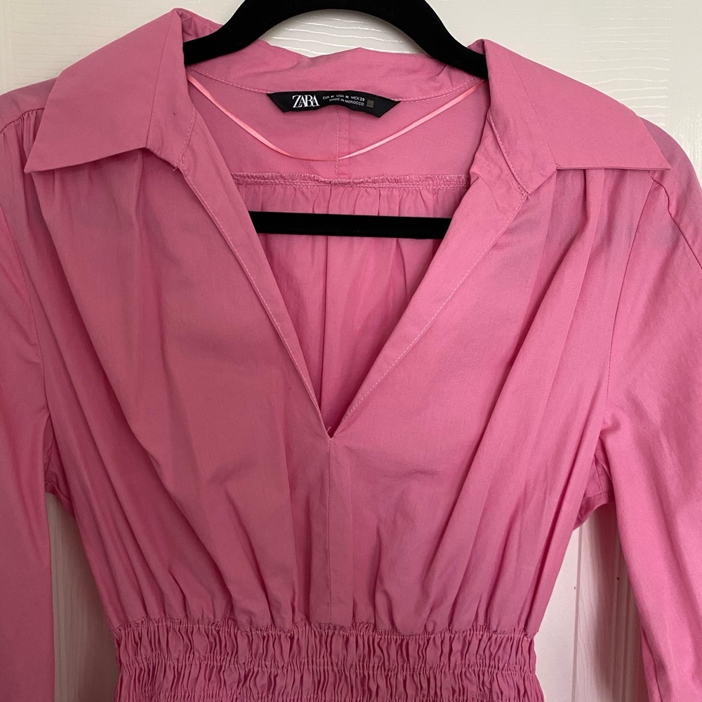 Zara pink poplin short dress